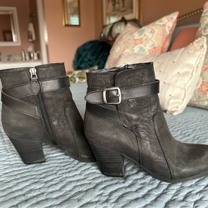 Franco Sarto black leather booties, worn once, size 6